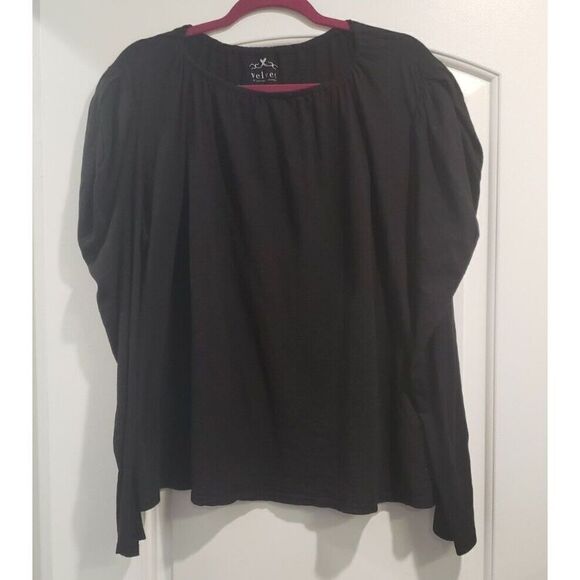 VELVET By Graham & Spencer Tracie Shirred Sleeve Top Black 2X NWT - Picture 1 of 4